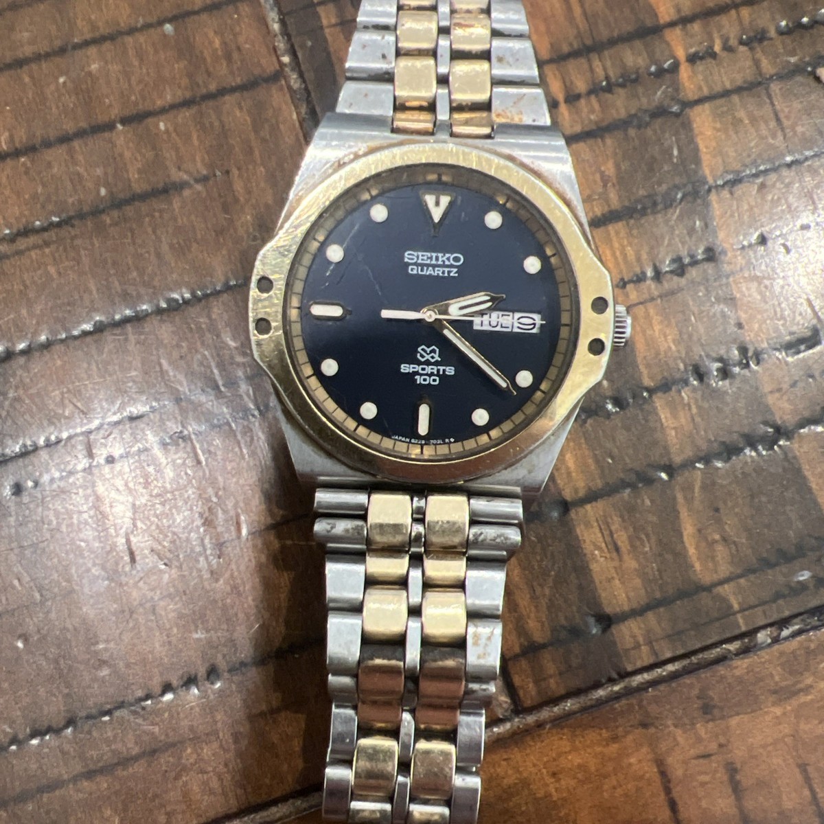 Vintage Seiko Sports 100 Men's Watch 8229-7019 Quartz Two-Tone SQ