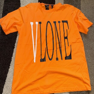 Vlone Men's XL Cotton Blend T-Shirt White Orange Multicolor