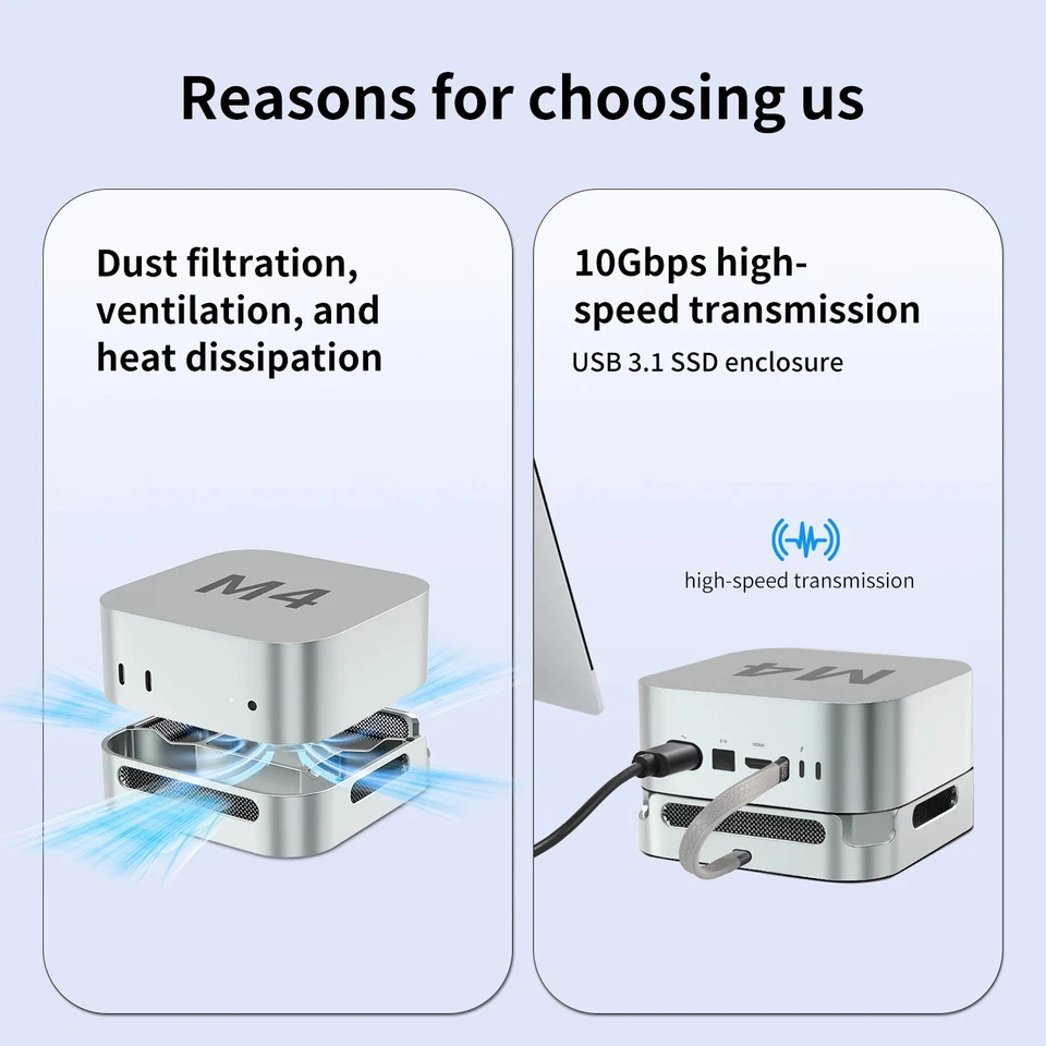 Cooling Bracket USB-C Solid State Drive Dock Stand for Mac mini M4/M4 Pro Mount - Image 2 of 4