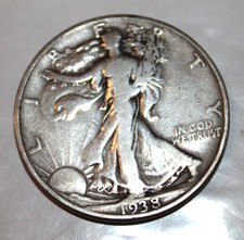 1938 D Silver Walking Liberty Half Dollar Reverse Mint Mark