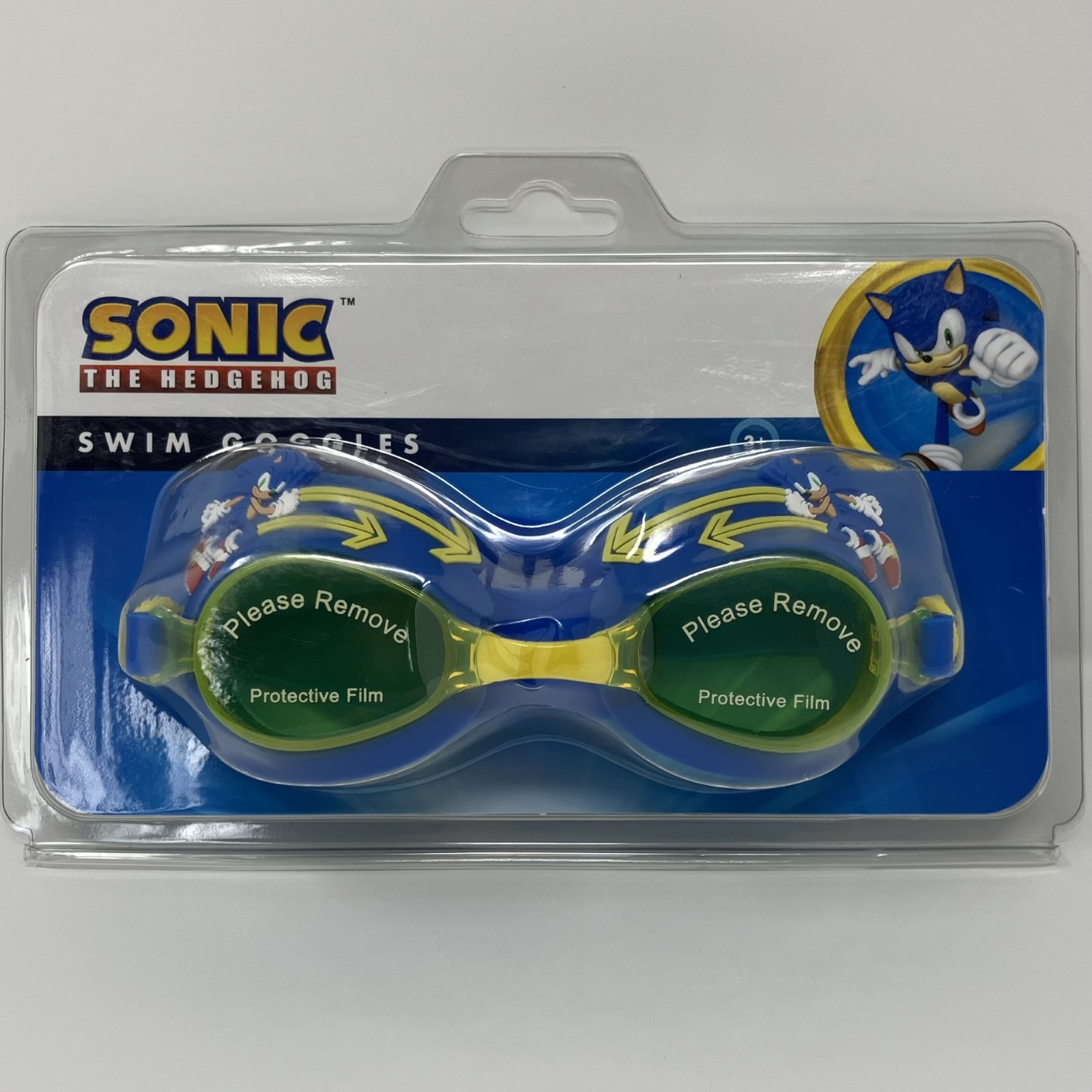 Sonic The Hedgehog Swim Goggles Kids 3+ Anti-Fog Adjustable Strap SEGA New
