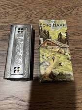Vintage M Hohner THE ECHO HARP 2-Sided Harmonica w/Box 54/64 M 2 KEY B/F