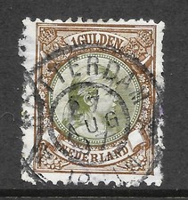 Netherlands 1893- 1896 - Queen Wilhelmina high value 1 Guilder