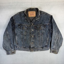 VTG 90s Levis Denim Trucker Jacket Mens Medium Blue Dark Made in USA 70598 4865