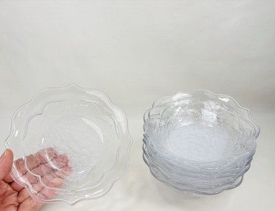 Set of 7 Vintage Studio Nova Glass Floral Flowers Hydrangea Fruit Dessert Bowls
