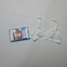 Sloggi Womens Romance Soft Bra 34A White Lace Trim Micro Cotton Non Wired