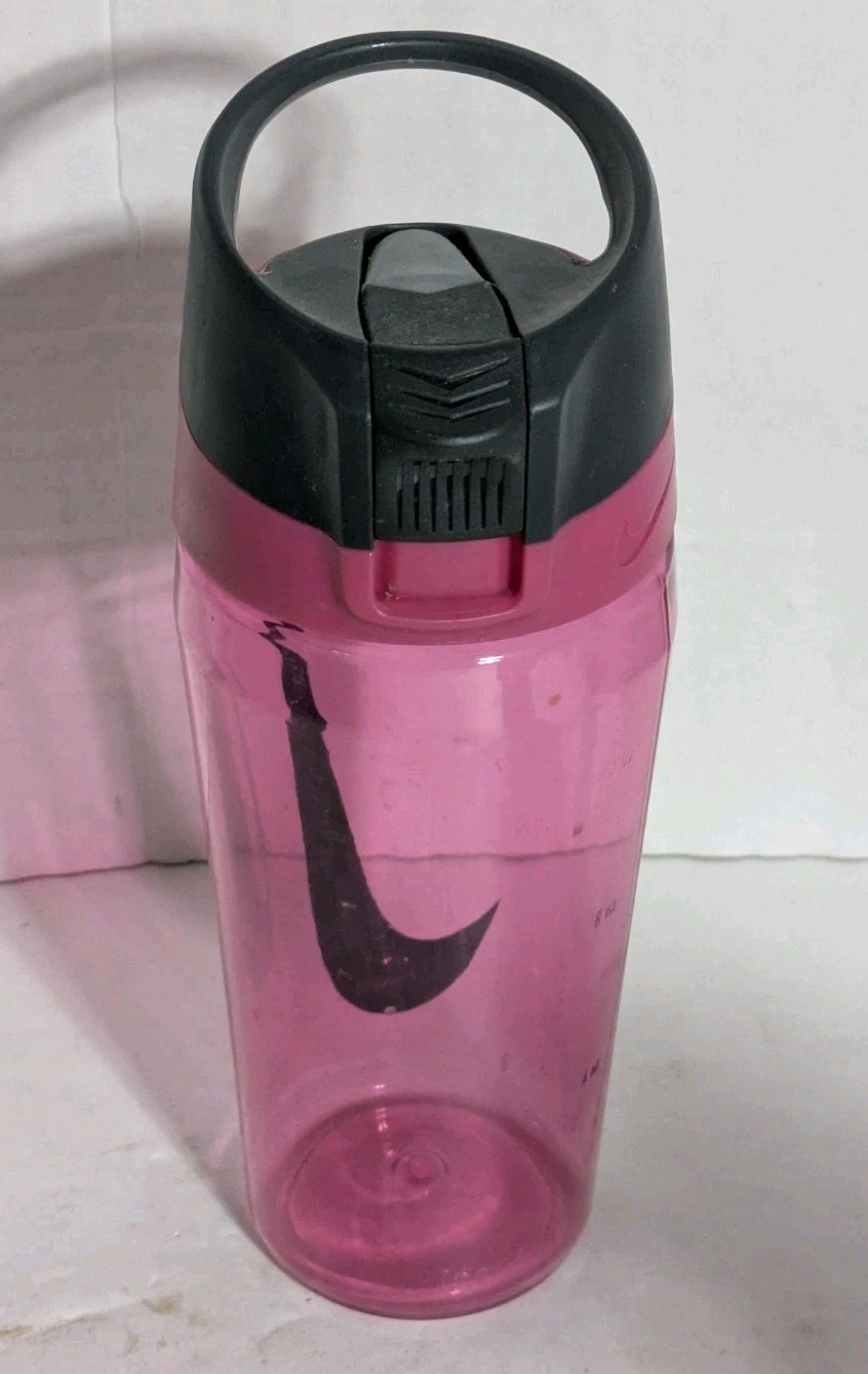 Nike Hypercharge Straw Water Bottle 16oz Pink  One-Handed Plastic BPA Free 