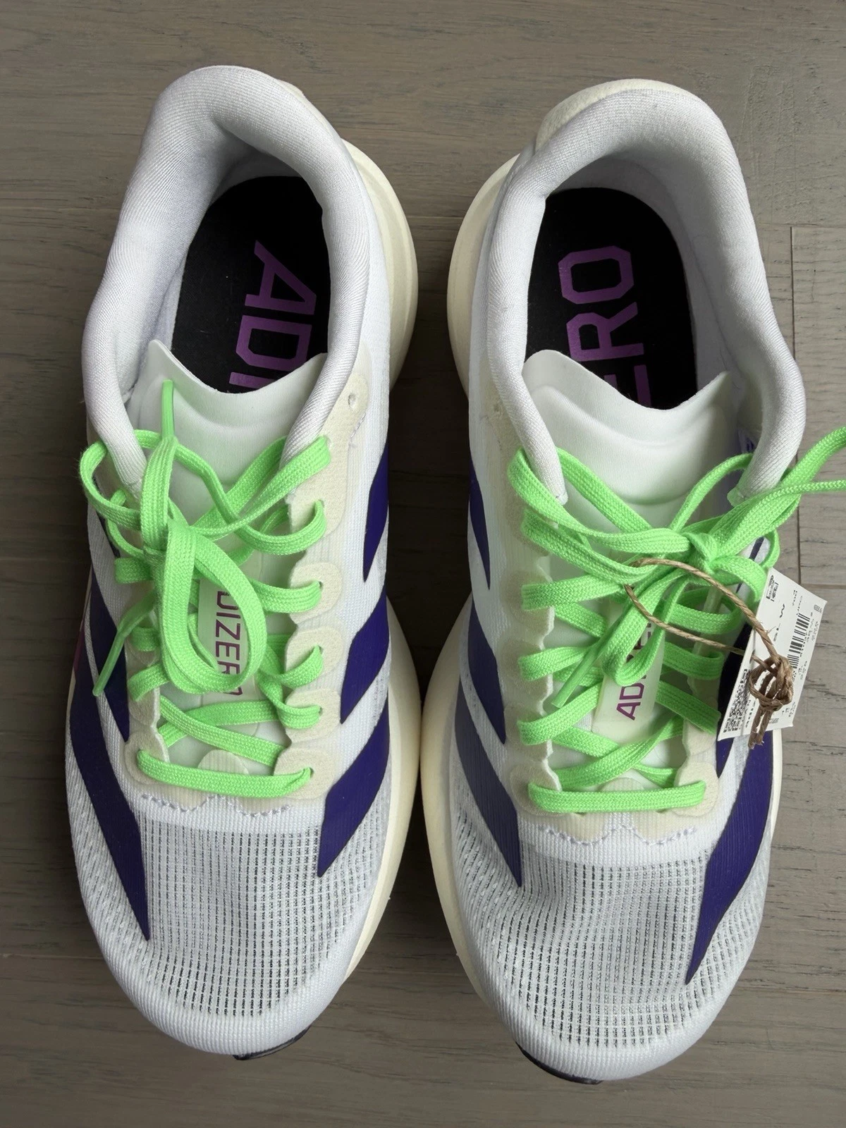 New adidas Adizero Evo SL White / Purple, Size 5.5 - No Box / With Tags