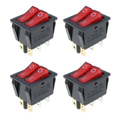 Interruttore A Bilanciere KCD4 Rosso ON-OFF 2 Posizioni 4 Pin 250V 16A Per Auto E Pannelli