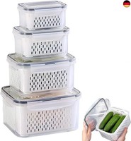 KüHlschrank Organizer 4Er Set – Frischhaltedosen Mit Deckel &Amp; Siebeinsatz (3