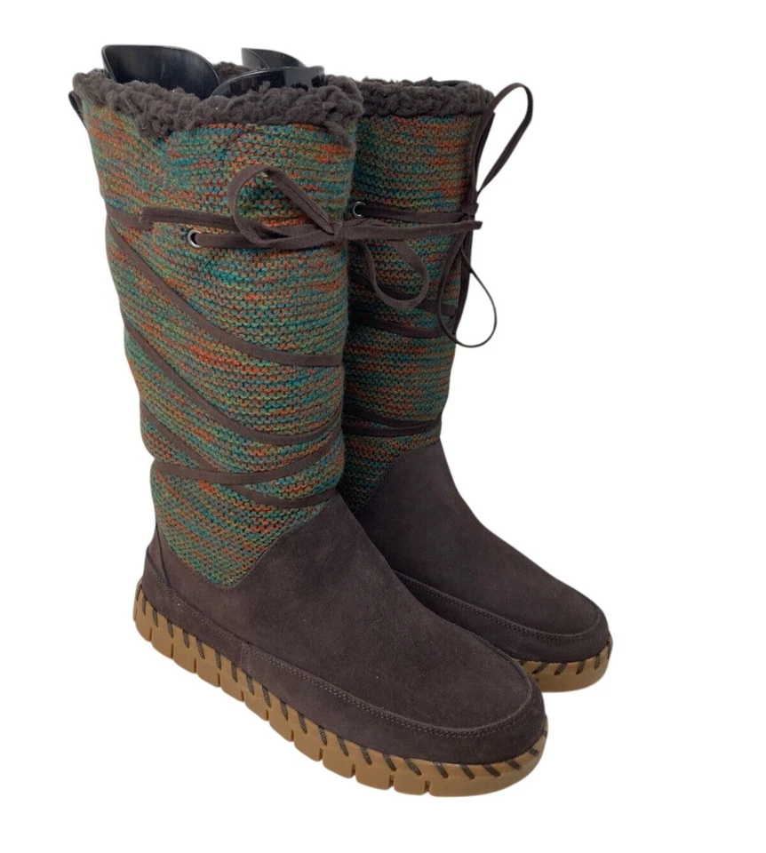 Botas femininas Muk Luks camurça marrom inverno tamanho 6.5 altura outono flexível Nova York NOVO - Imagem 2 de 4