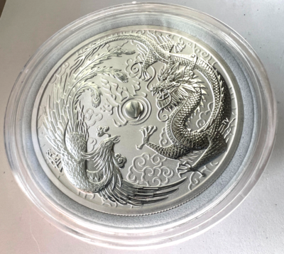 2017 Australia Dragon & Phoenix BU 1oz Silver Coin in Capsule