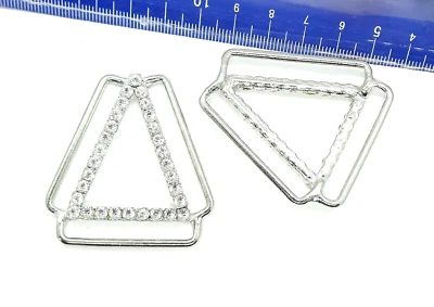 Dreieck Schiebeversteller 38mm /32mm für Hosenträger Metall Silber & Strasßstein - Bild 1 von 4