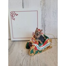 Danbury Mint Yorkshire Terrier slay Santa ornament Xmas
