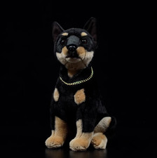 Peluche Doberman Pinscher carino 30 cm cane nero morbido più bambola giocattolo per bambini