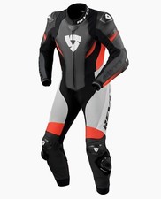 TUTA PELLE INTERA LEATHER SUIT MOTO REV'IT REVIT CONTROL BLACK RED FLUO TG 50