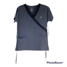 New  MEDics New York Laundry Size S Women Gray 4 Way Stretch Pockets Scrub Top