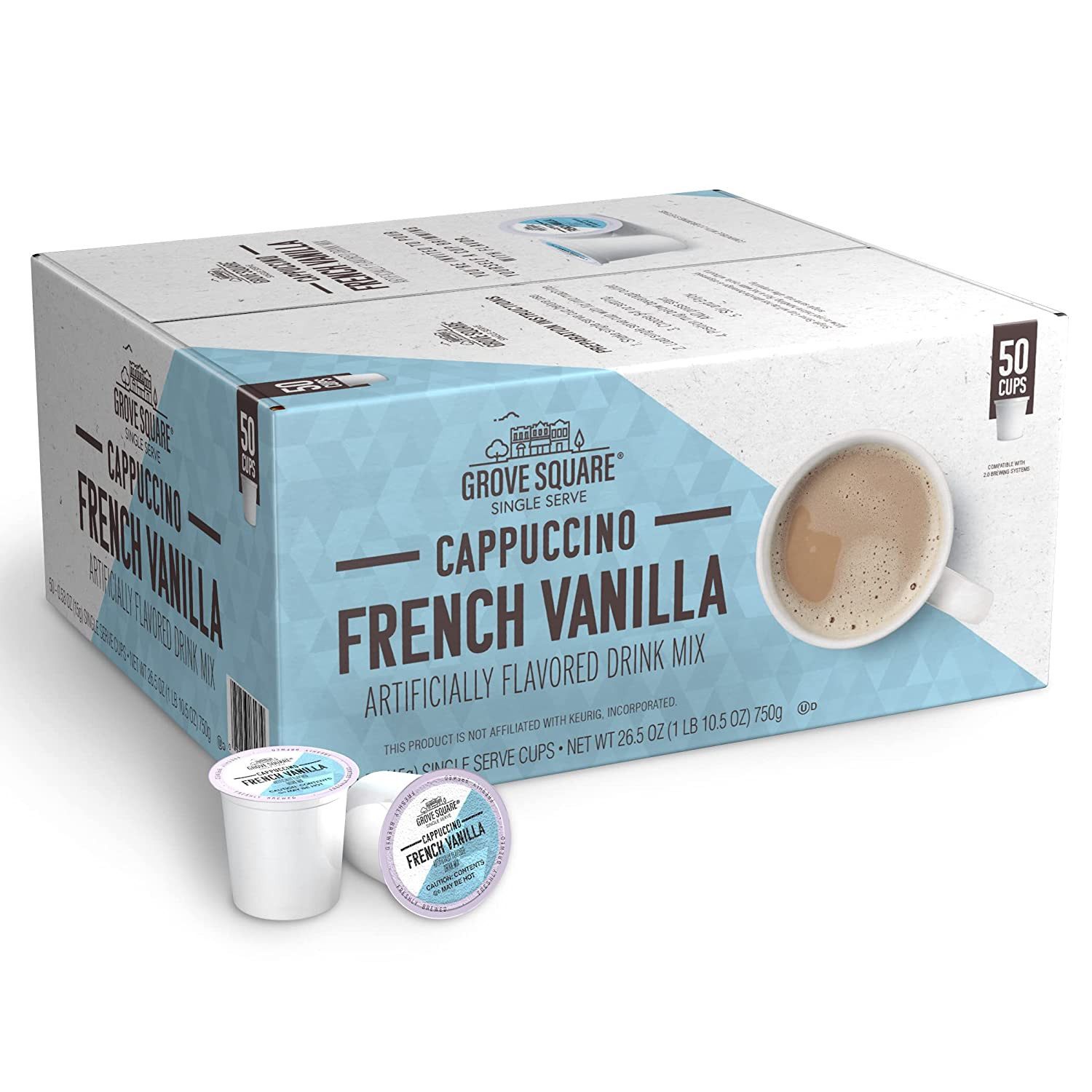 Grove Square Cappuccino French Vanilla 50 Ct Keurig K-Cups F