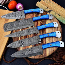 CUSTOM HANDMADE FORGED DAMASCUS STEEL CHEF KNIFE SET KITCHEN KNIVES CHEF SET