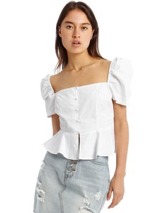 white square neck peplum top