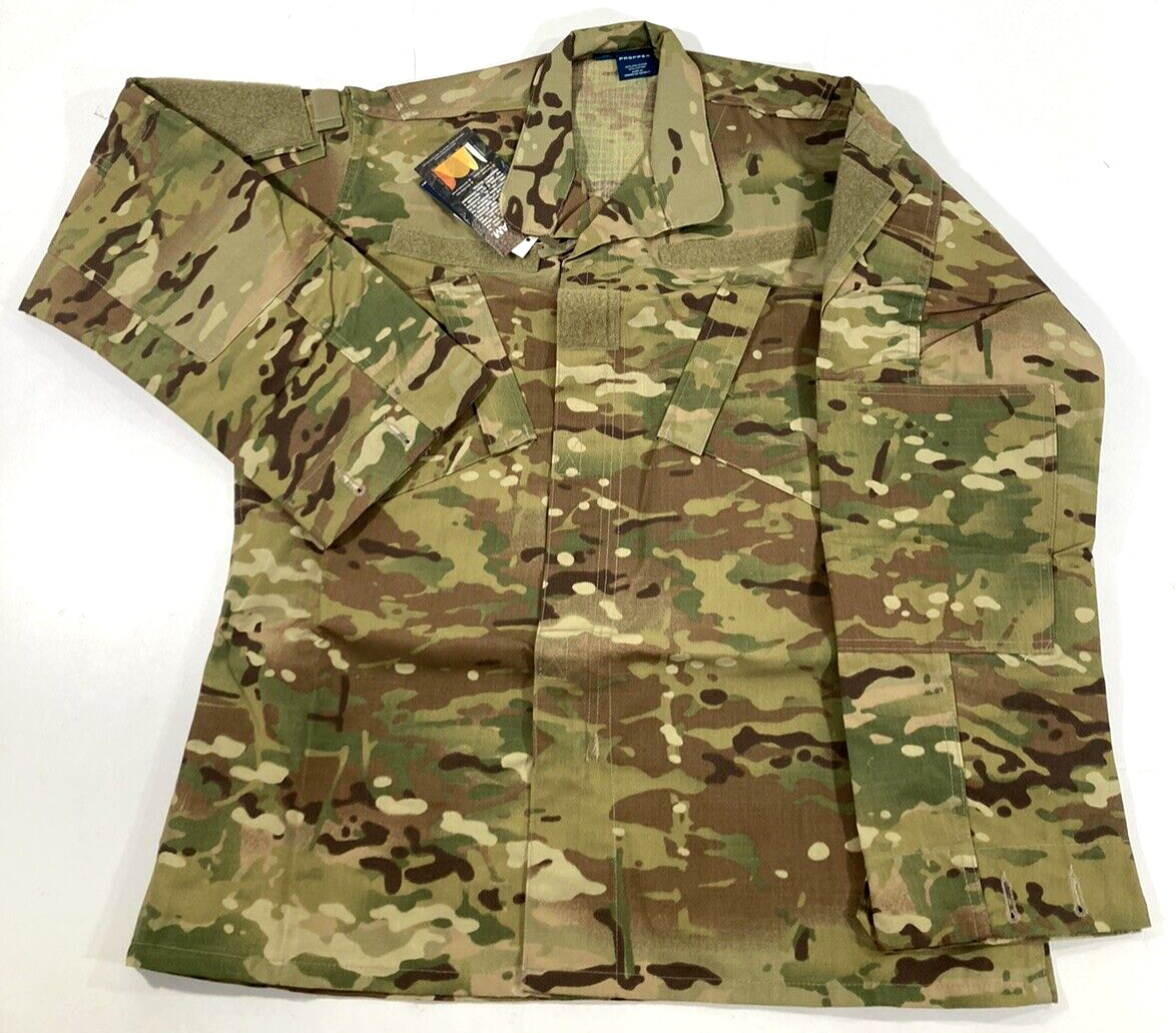 NWT MEDIUM REGULAR PROPPER ACU COAT 65P/35C RIPSTOP SHIRT MULTICAM