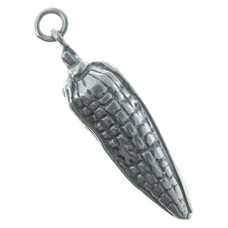 Ear of Corn Charm Sterling Silver Antiqued Finish Ear of Corn Charm Sterling Silver Antiqued Finish