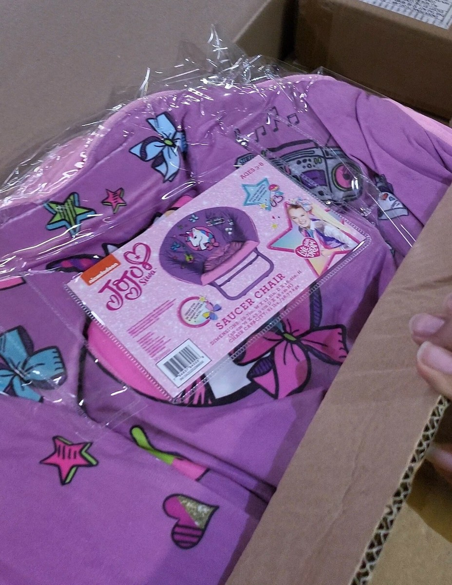 Jojo Siwa Mini Folding Saucer Chair Max 81lbs Age 3-8 Unicorn Pink Purple