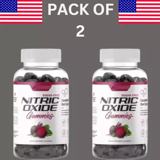 PACK OF 2 Nitric Oxide Beet Root Gummies SF Heart Health, Cherry & Peach"