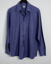 Lacoste Mens Blue Purple Silver Thread Button Up Long Sleeve Dress Shirt 17 1/2