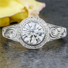 3.30 Ct Round Cut White Diamond Lab-Created Engagement Ring 925 Sterling Silver