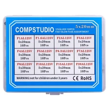 120pcs 125V 5x20mm Fast Blow fuses kit Christmas Light Fuse for mini/C7/C9 bulb