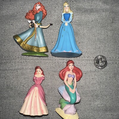 4 Disney Princess Figures Toys.  Ariel, Aurora, Brave. 4 