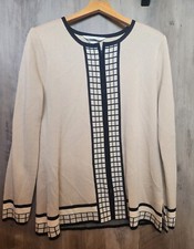 Exclusively Misook Black Cream Zip Up Blazer Women s Small