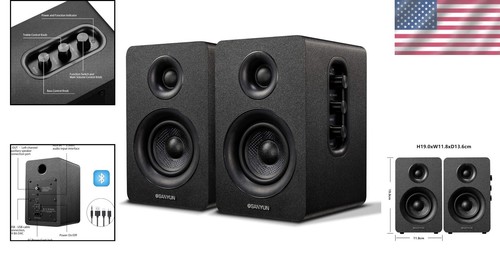 HiFi Bluetooth 5.0 Bookshelf Speakers - 60W Carbon Fiber Unit for Ultimate Sound - Picture 2 of 9