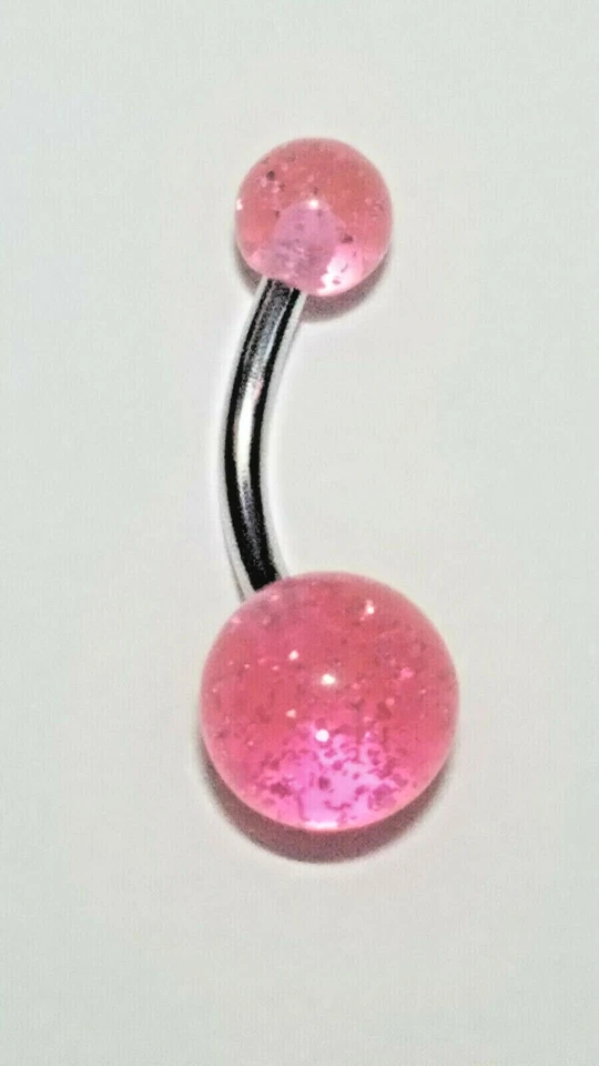 Anillos ombligo 8 colores brillo acrílico calibre 14 3/8 pulgadas Foto 3 de 4