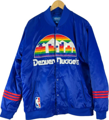 ADIDAS X NBA Blue Denver Nuggets Rainbow Men's Bomber Jacket Marked as ''L''