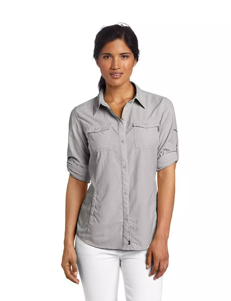 NEW Columbia Women's Bug Shield Long Sleeve Fishing Shirt Insect Blocker  Grey L