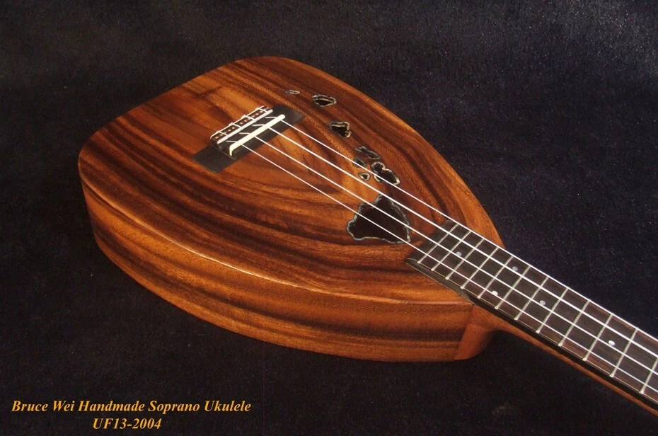 Bruce Wei Handmade Solid Acacia Soprano Ukulele, The Islands Soundhole UF13-2004 - Image 3 of 4