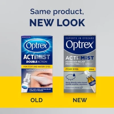 Optrex ActiMist Double Action Spray| For Itchy & Watery Eyes | 10ml | Pack of 2