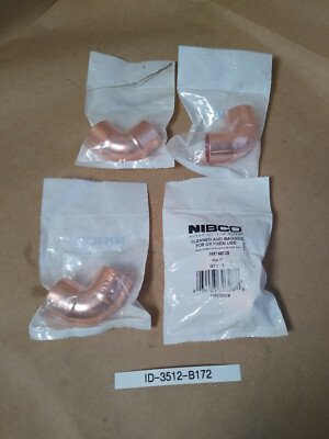 NEW Lot of 4 NIBCO #607-CB Clean & Bagged for O2 Use, Copper 3/4 inch FAST SHIP