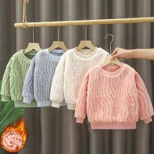 Autumn Winter Children Plush Hoodies Neck Girl Tops Kids Jacket Sweatshirts
