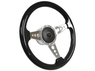 1965-70 Ford Falcon 9-bolt Sport Black Wood Steering Wheel Kit, 3 Spoke-Holes
