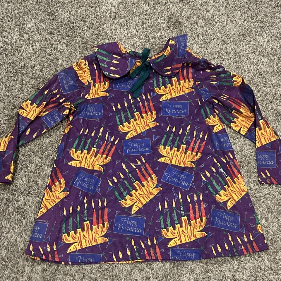 Happy Kwanzaa 睡衣套装手工制作紫色女孩套装假日 A50 — 第 2/4 张图片