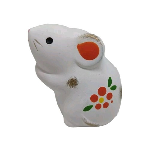 Japanese ETO Zodiac White Clay Rat Mouse Charm Figure Small 