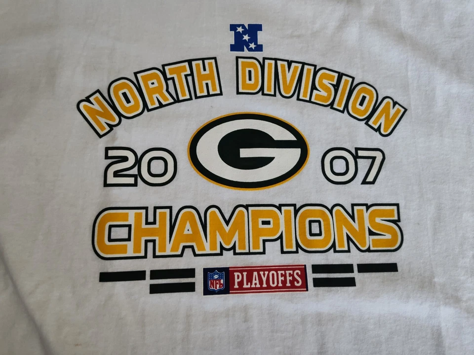 Мужская рубашка Green Bay Packers L белая 2007 NFC North Division логотип чемпионов новая с ценниками - Изображение 2 из 4