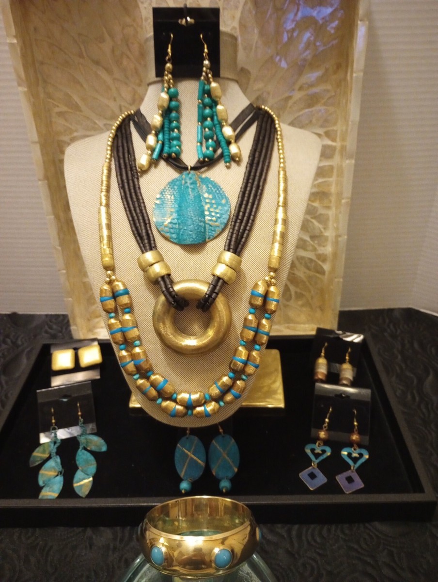 Vintage Jewelry Lot SOUTHWEST/BOHO TURQUOISE & GOLD Beads MOTIF CHUNK  Statement+ | eBay