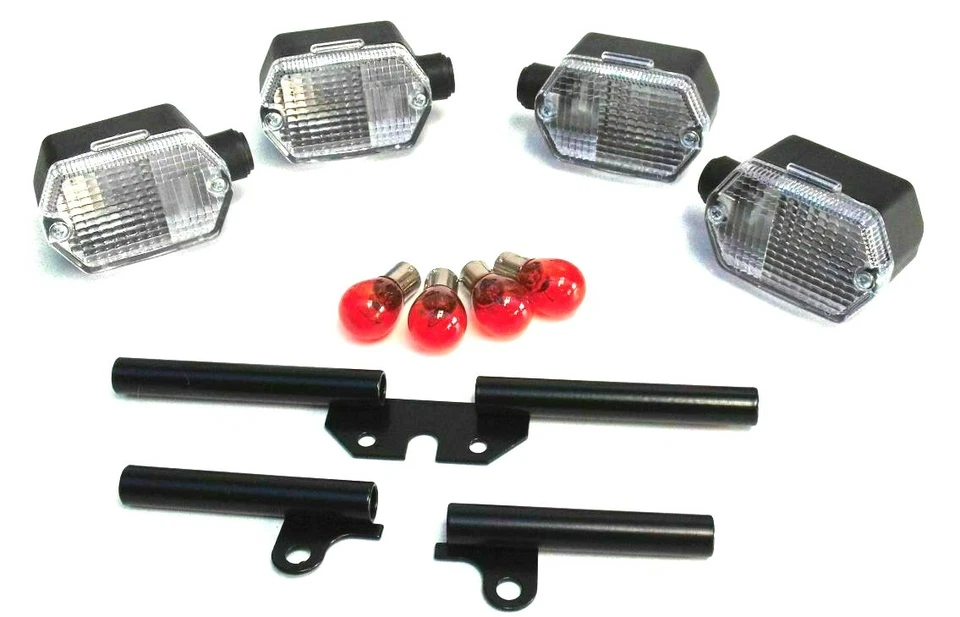 Satz Blinker mit Blinkerhalter Birnen 12V 6eckig weiß Simson SR50 S51 MZ ETZ 250 - Bild 1 von 1