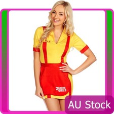 2 Broke Girls Waitress Fancy Dress Costume Name Tags Apron Dress Full Outfits