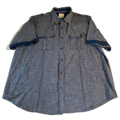 BLACK JACK Shirt Size 3XL Denim Dark Blue Short Sleeve Button Down Pocket Cotton