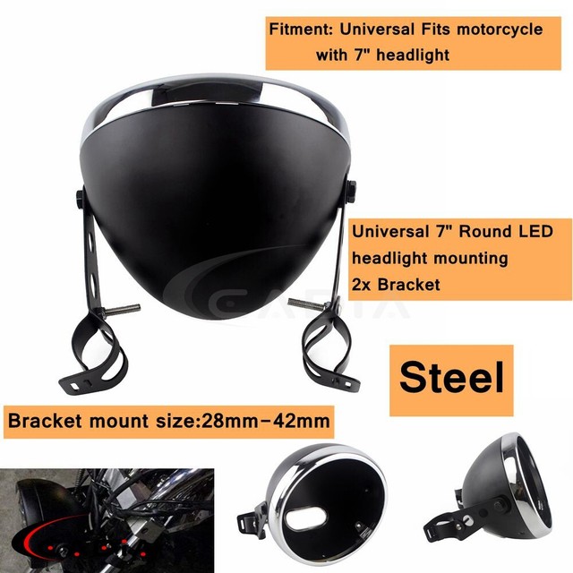 7 "Motorcycle Round Headlight Lamp Bucket Housing For Harley Heritage Fatboy eBay